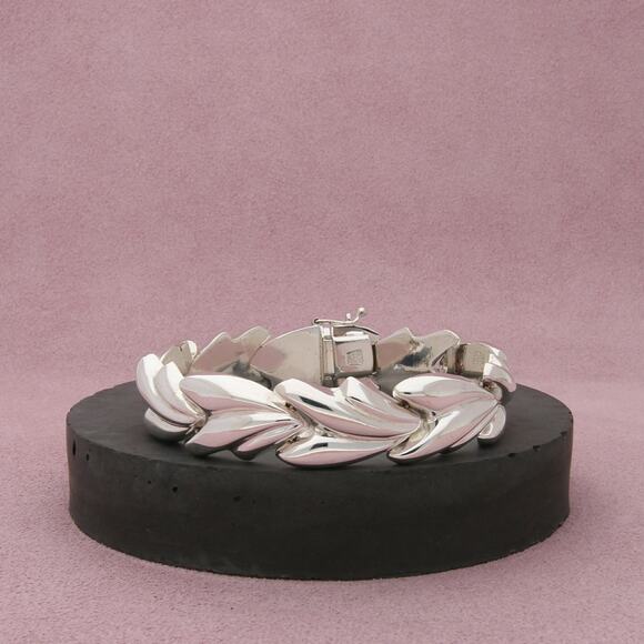 Milor Jewelry - milor sterling silver italy puffy scalloped link bracelet size 7.5in